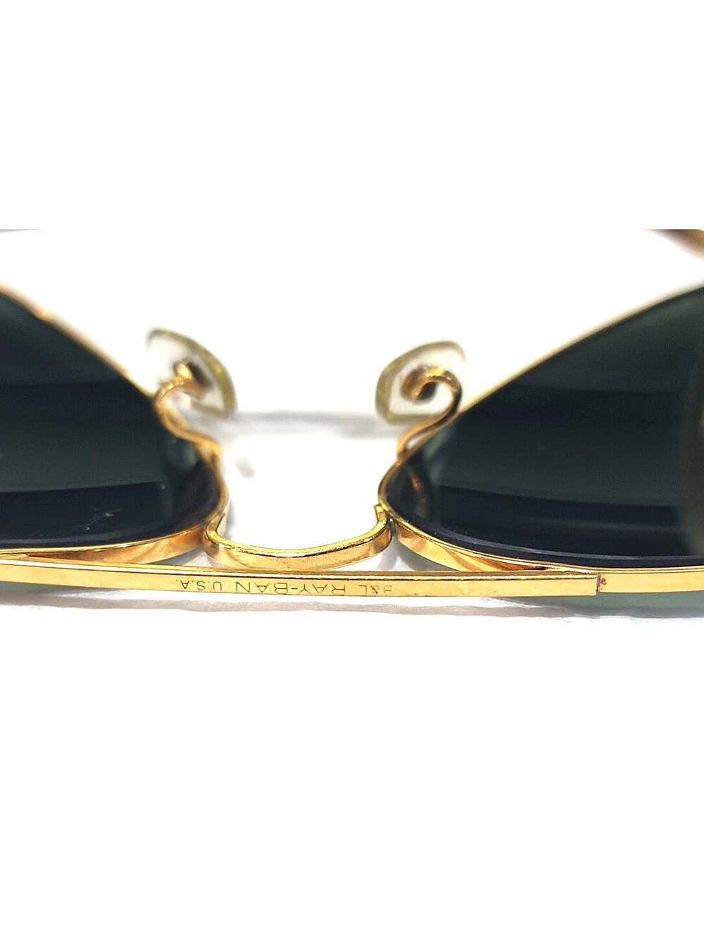Ray Ban B&L Vintage Gold Metal Green Aviator Sunglasses 58-14 USA Exc Lenses